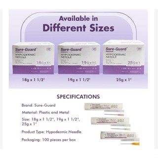 (SD-J) Sure-Guard Hypodermic Needles - Disposable Injection Needles (1 ...