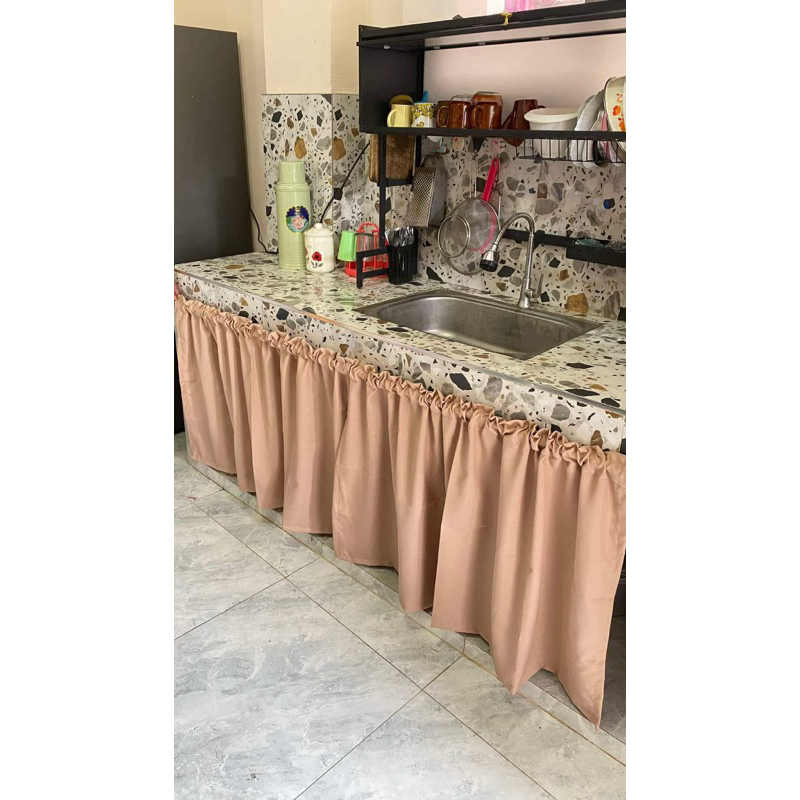 Plain Geena Kitchen Sink Curtain(Suksukan) Standard Size 30x60 inches