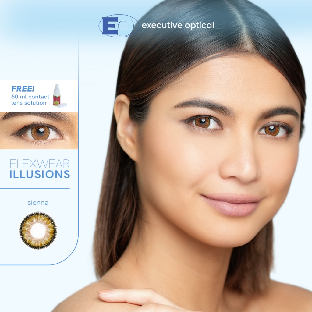 EO Flexwear Illusions Sienna | Brown Contact Lens with Solution Set (12 ...