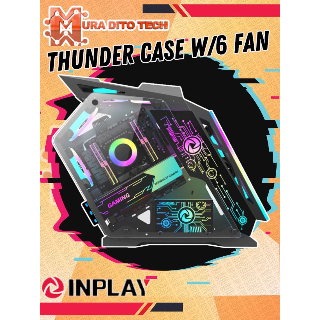 Inplay Cyborg Thunder PC Case Build-in 6 ARGB Fans Cool Design Shaped ...