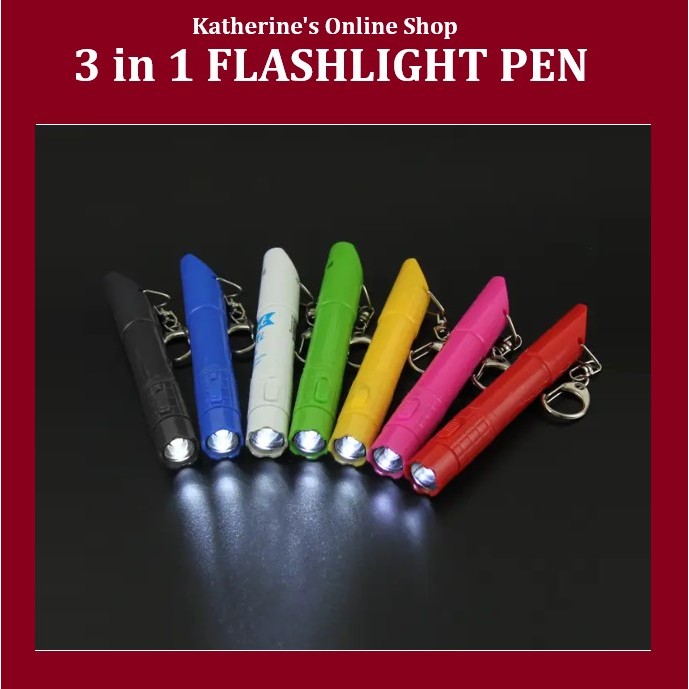 3 in1 Emergency Whistle Flashlight Pen with Keyring | Shopee Philippines