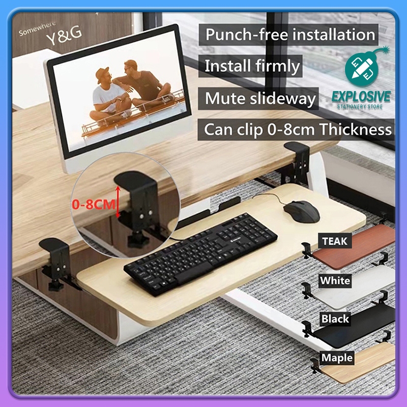 Punch-Free Sliding Rail Keyboard Rack tray extension No Desktop Clamp ...