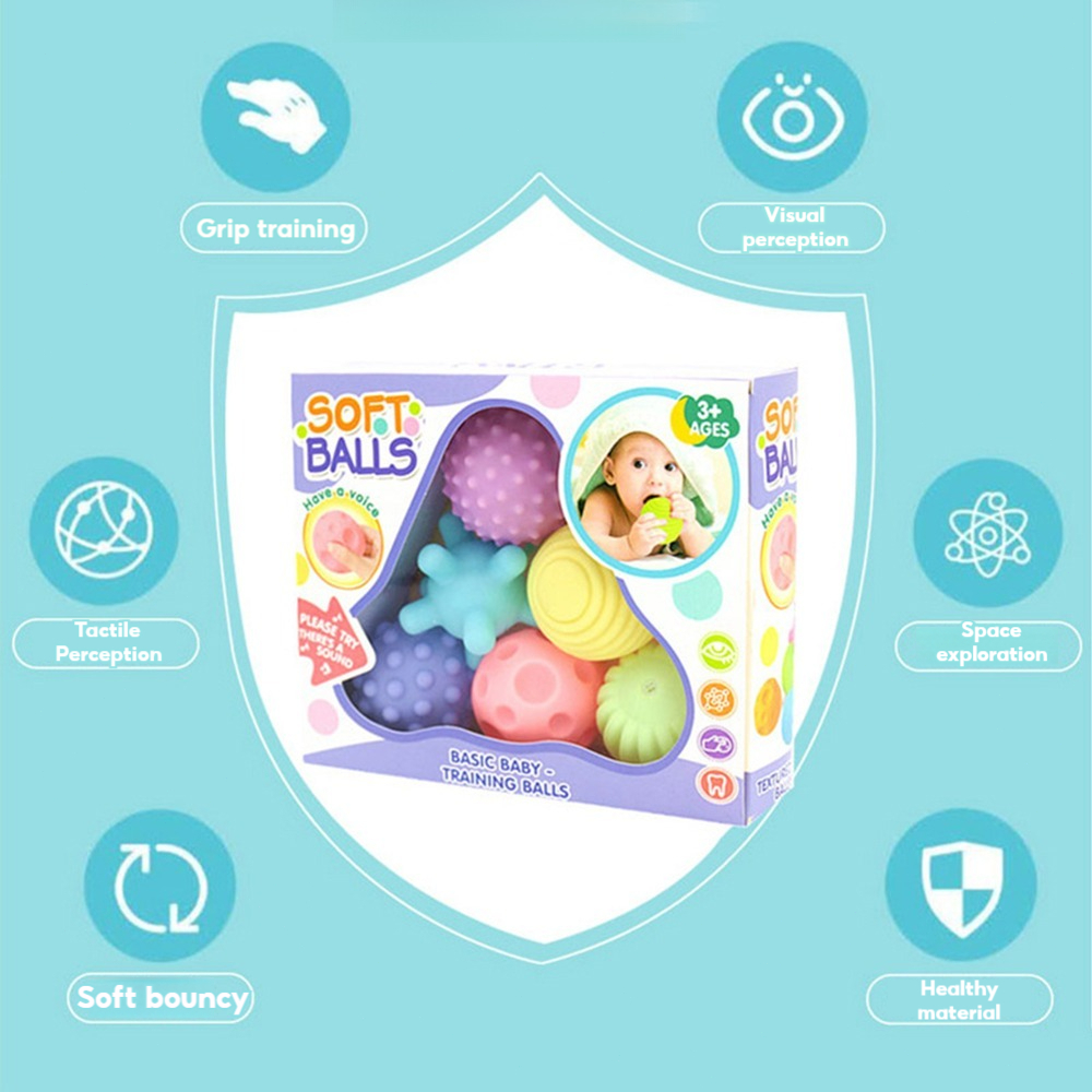 Baby Sensory Hand Colorful Ball Set Massage Bath Toy Training Senses ...