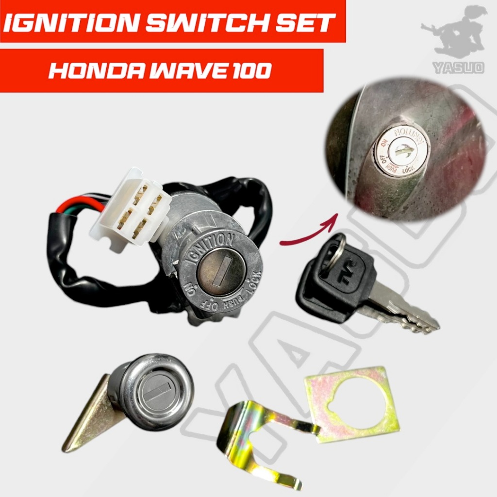 YASUO Wave100 Ignition Switch Motorcycle Key Ignition Set Complete Lock ...