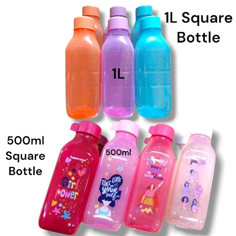 Tupperware Square Eco Bottle 500ml pink Collection Water Bottle ...