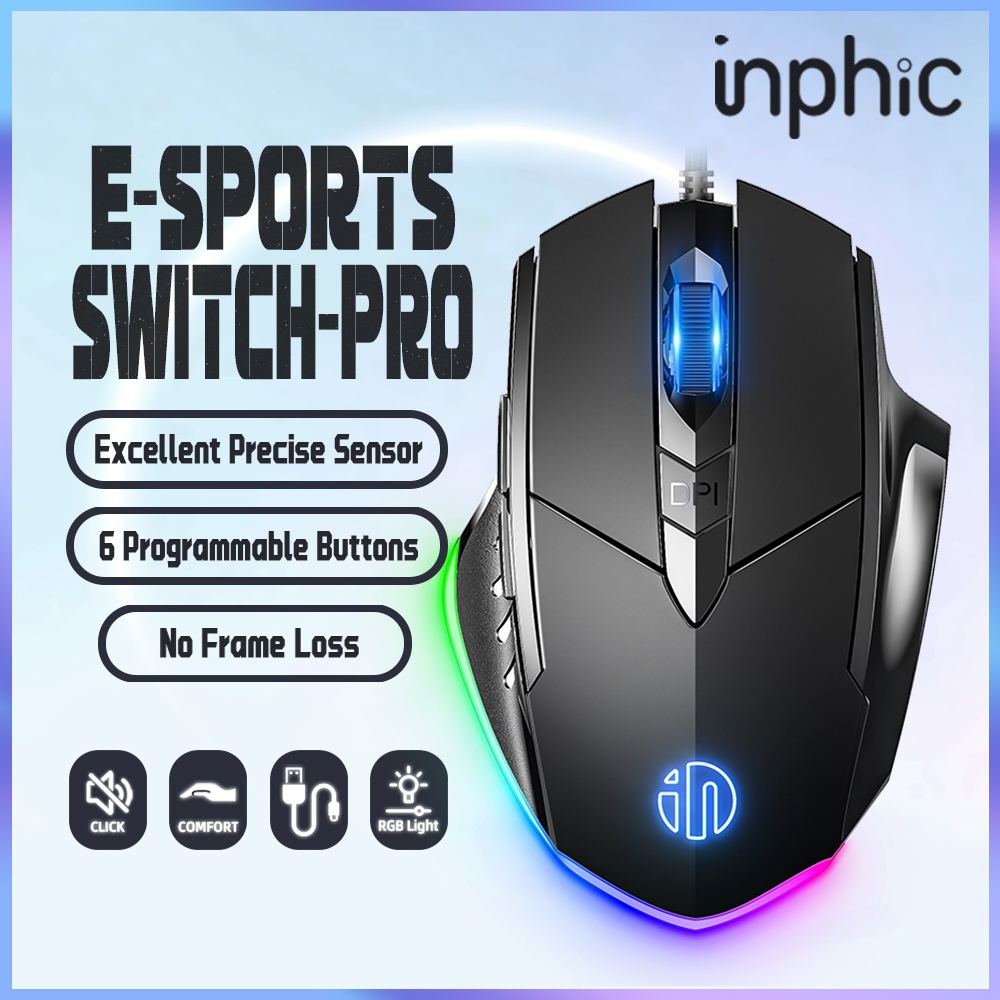 Inphic W1 Pro Gaming Mouse Wired 7200dpi RGB Backlight Macro-programmed ...