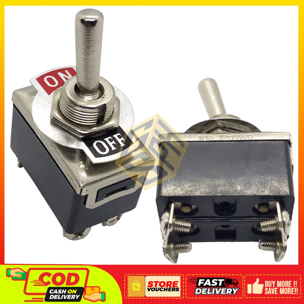 GARAGESALE01 Toggle Switch 4 Pins ON-OFF 10A 125VAC Big Size Heavy Duty ...