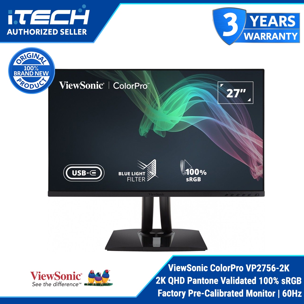 ViewSonic ColorPro VP27562K 27" 2K QHD Pantone Validated 100 sRGB