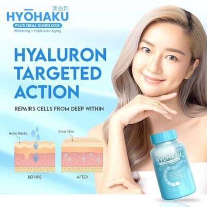 HYOHAKU GLUTATHIONE WTH ORAL SUNBLOCK, WHITENING + TRIPLE ANTI-AGING WITH  FREEBIES