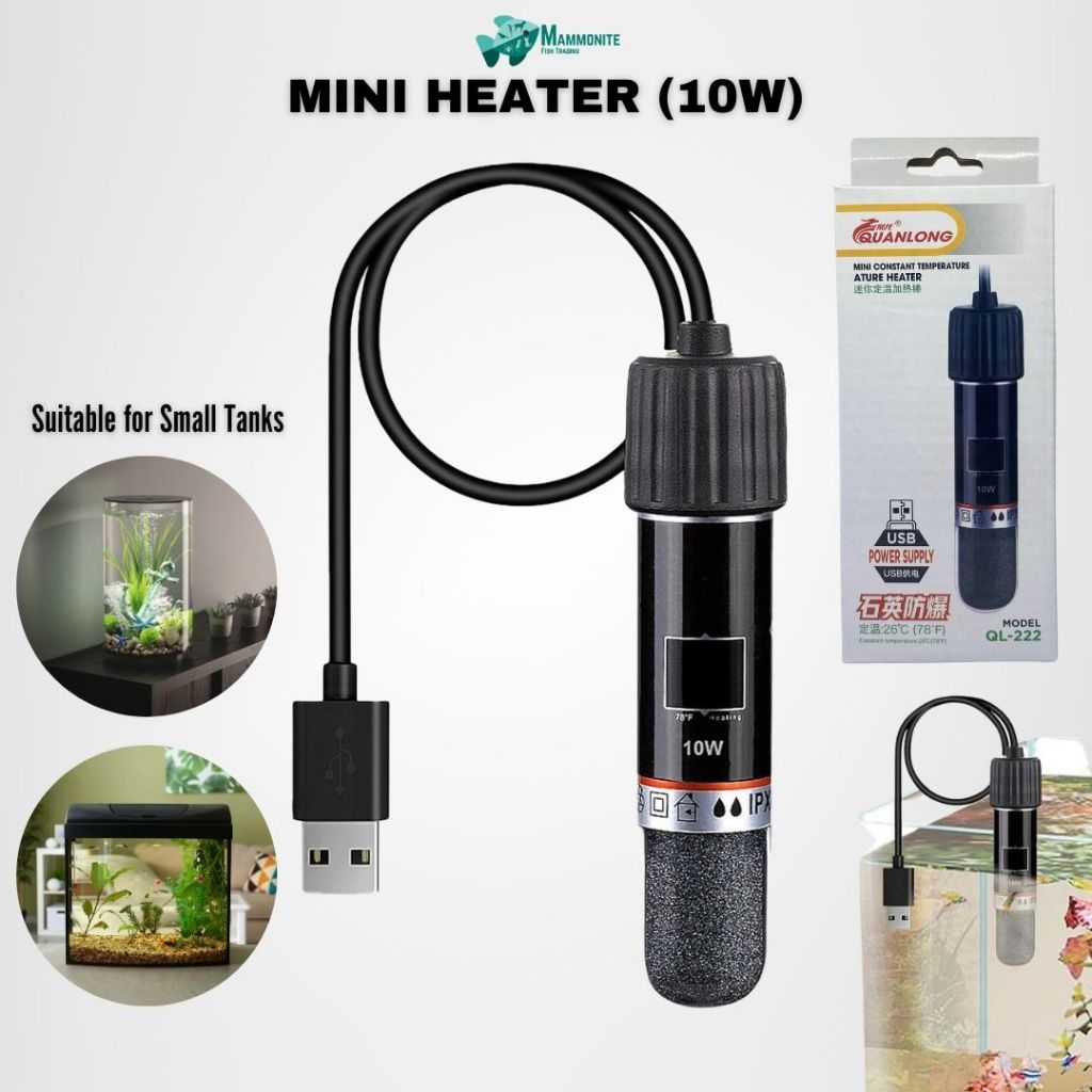 Quanlong USB Mini Aquarium Heater 10W and 25W for Small Tanks | Shopee ...