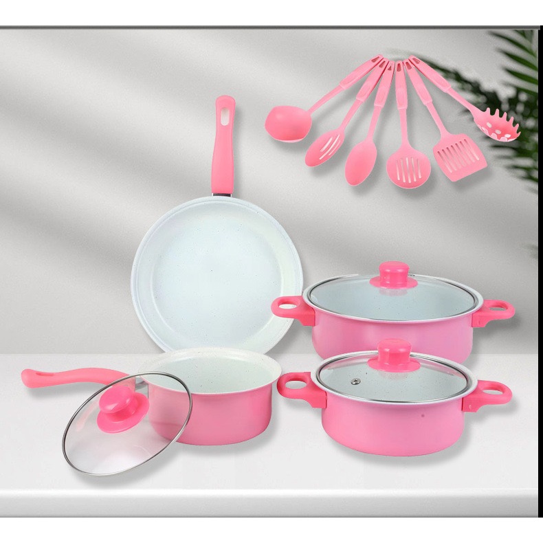 New colors 13Pcs Kitchenware Cookware Set NonStick/Soup Pot/Fry Pan