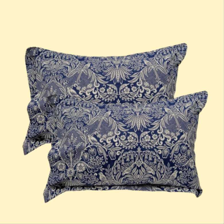 2pieces Dunelm Floral Blue Design Queen size Premium Pillowcases G3