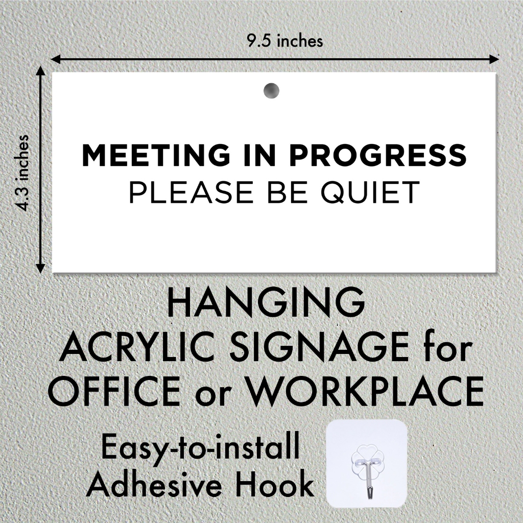 MEETING IN PROGRESS Hanging Acrylic Sign 9.5x4.3 inches for Conference ...