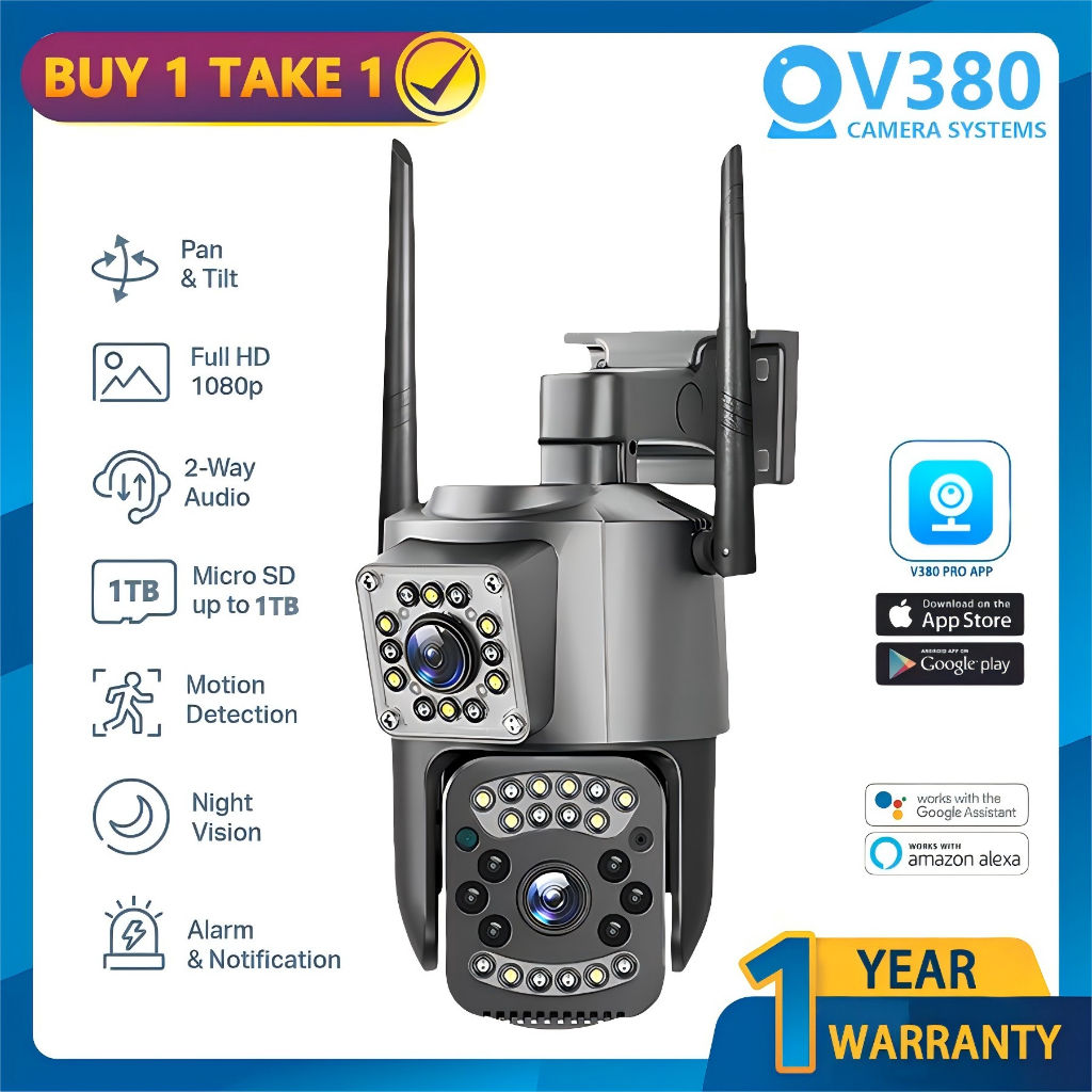 V380 Pro CCTV Camera Outdoor Waterproof No Wifi Needed Dual Lens 1080P ...