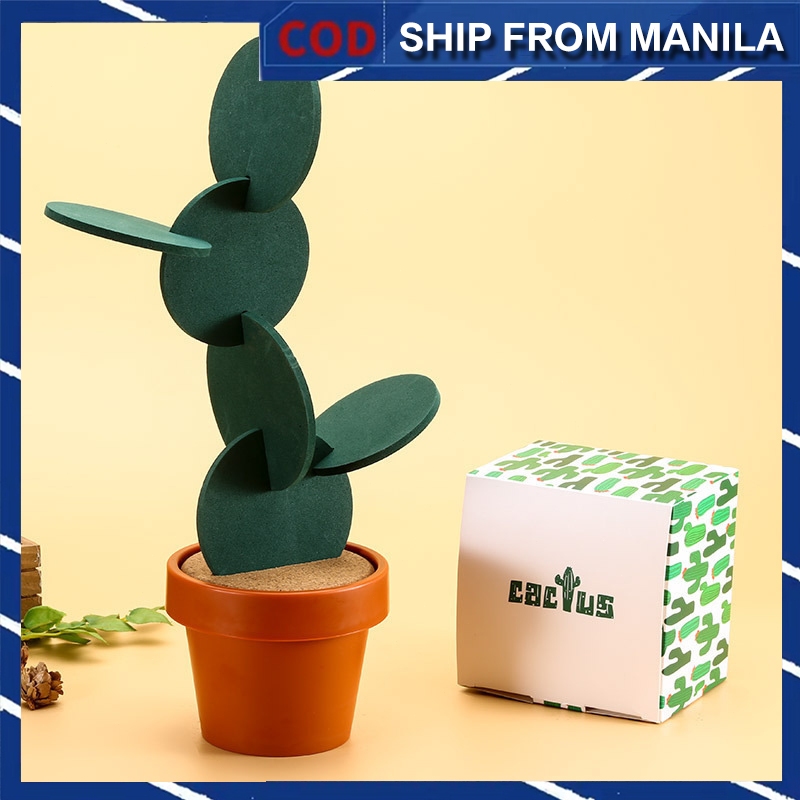 Creative Cactus Cup Mat DIY Insulated Tea Mat 6-piece Set | Shopee ...