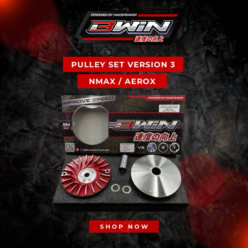 BWIN RACING PULLEY SET FOR NMAX / AEROX VERSION 3 W/ WASHER / BUSHING ...