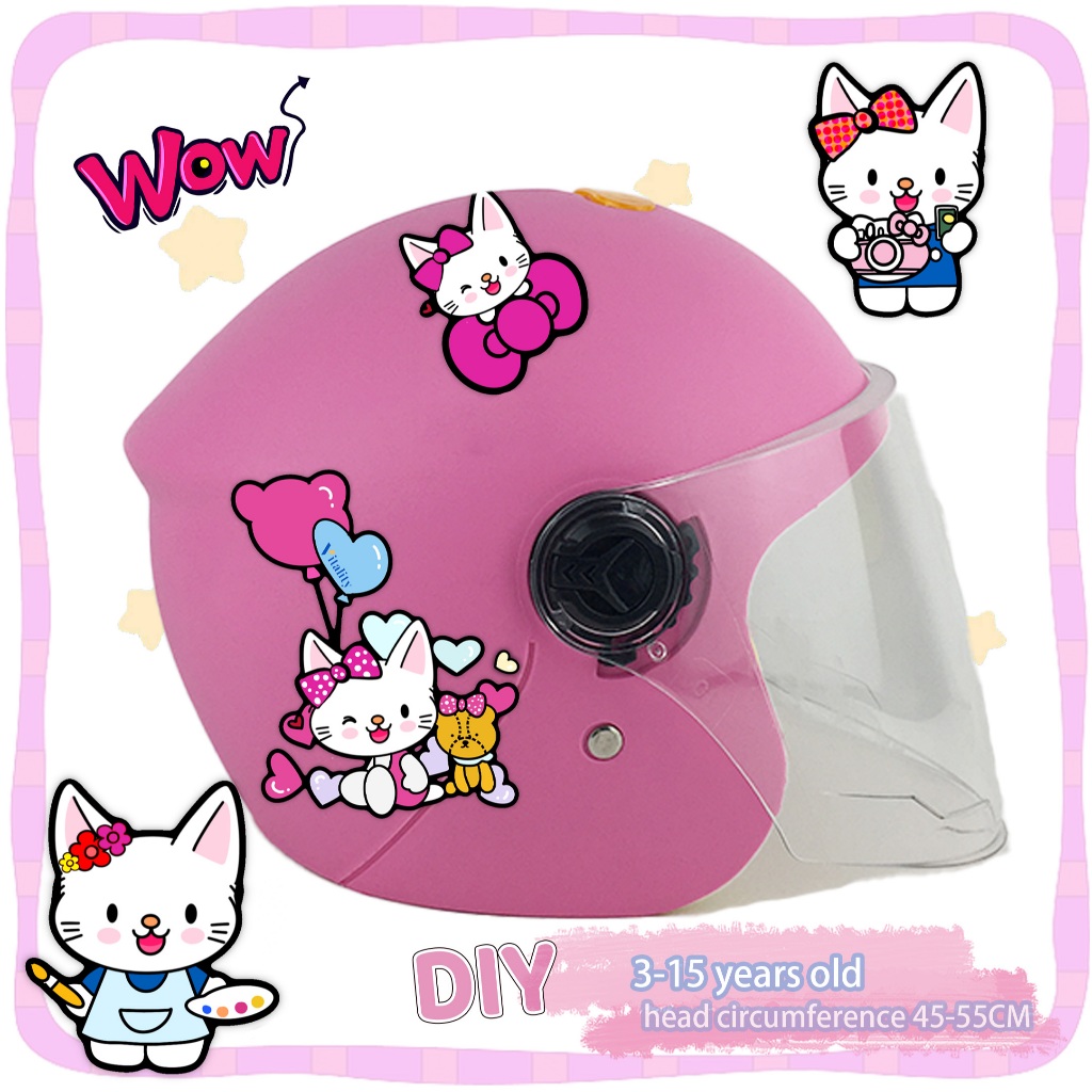Helmet For Kids Girls Pink Sticker For Motorcycle Helmet 3 To 15 Years ...