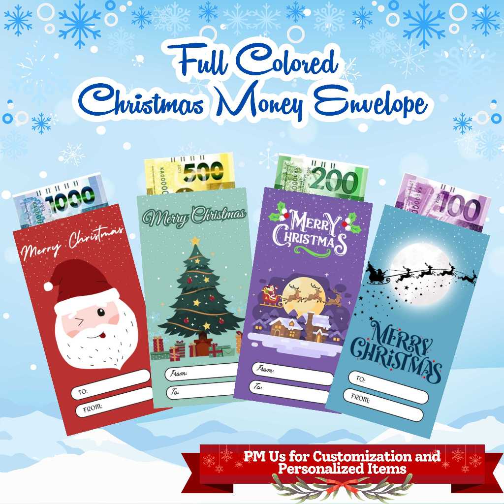 Christmas Long Money Envelope (Thick "Makapal" Photo Paper) Shopee