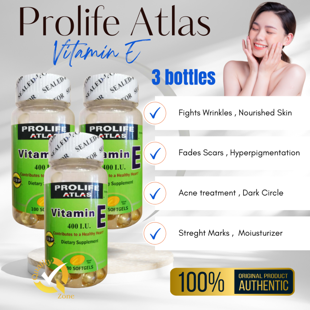 ORIGINAL (PROLIFE) ATLAS VITAMIN E 400 IU 100 SOFTGELS VITAMIN E ANTI ...