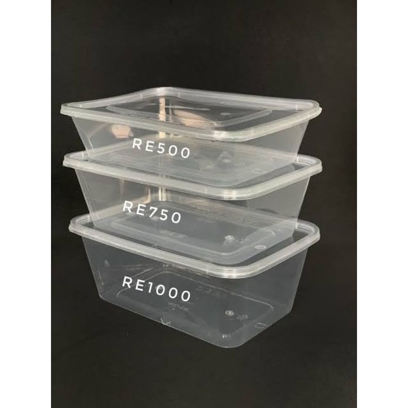 10 pcs RE 1000/750/500ml Microwable Container - Rectangular Clear w ...