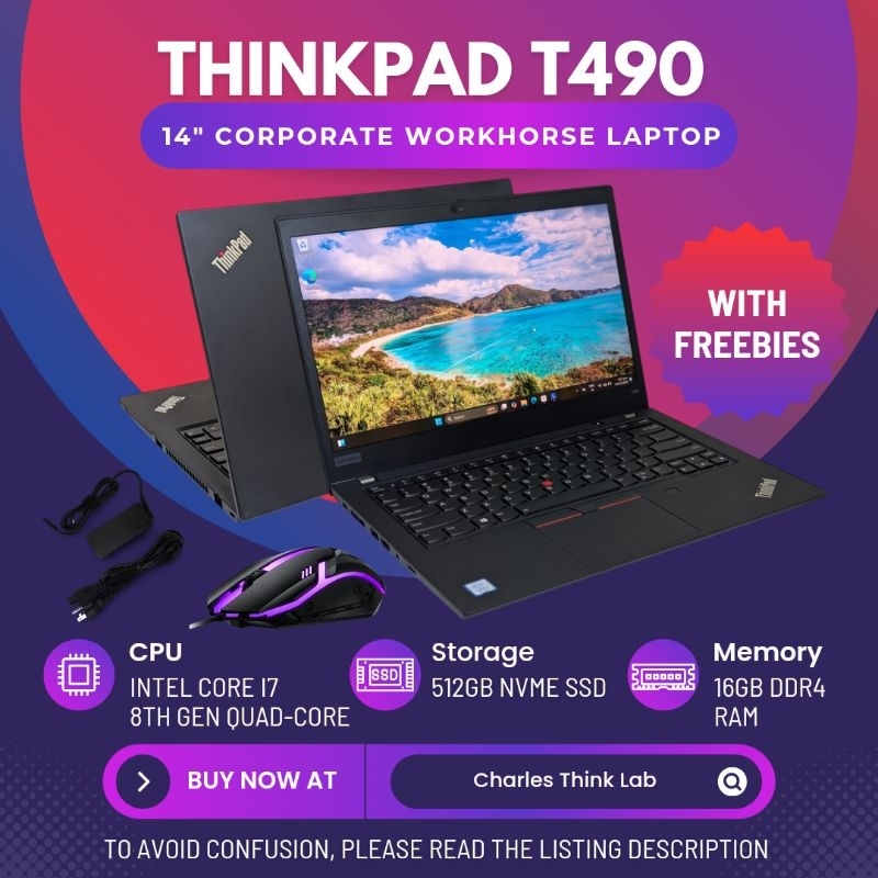 Lenovo Thinkpad T490 i7 8565u 16GB 512GB WQHD IPS HDR Adobe RGB ...