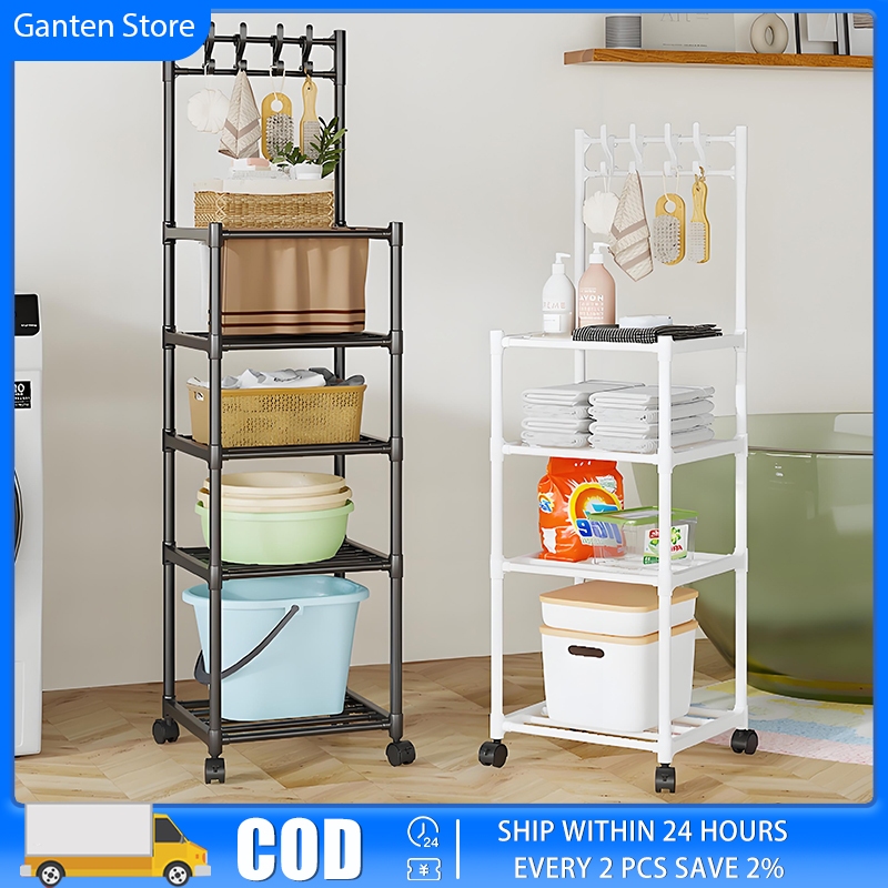 Black/White Kitchen Rack Microwave Rack Pot & Pan Rack Space Saver ...