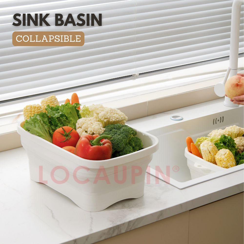 LOCAUPIN Collapsible Sink Basin Foldable Dish Tub with Drainage Hole
