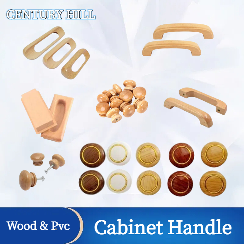 Round/Long Handle High Quality Wood Cabinet Handle w/screw Furniture ...