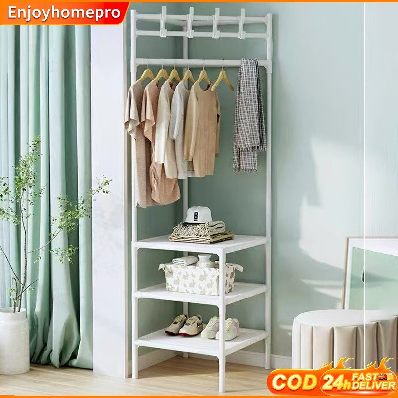 ⚡ PH⚡ Multi-FunctionCoat Rack Bedroom Clothes Storage Rack Floor Drying ...