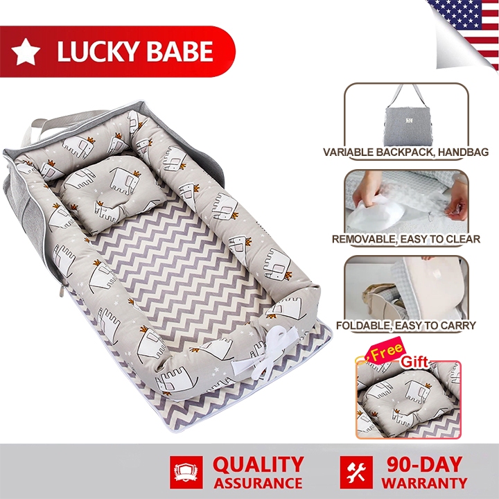 LuckBabe Portable bed Middle bed Baby crib foldable newborn bed Bionic ...
