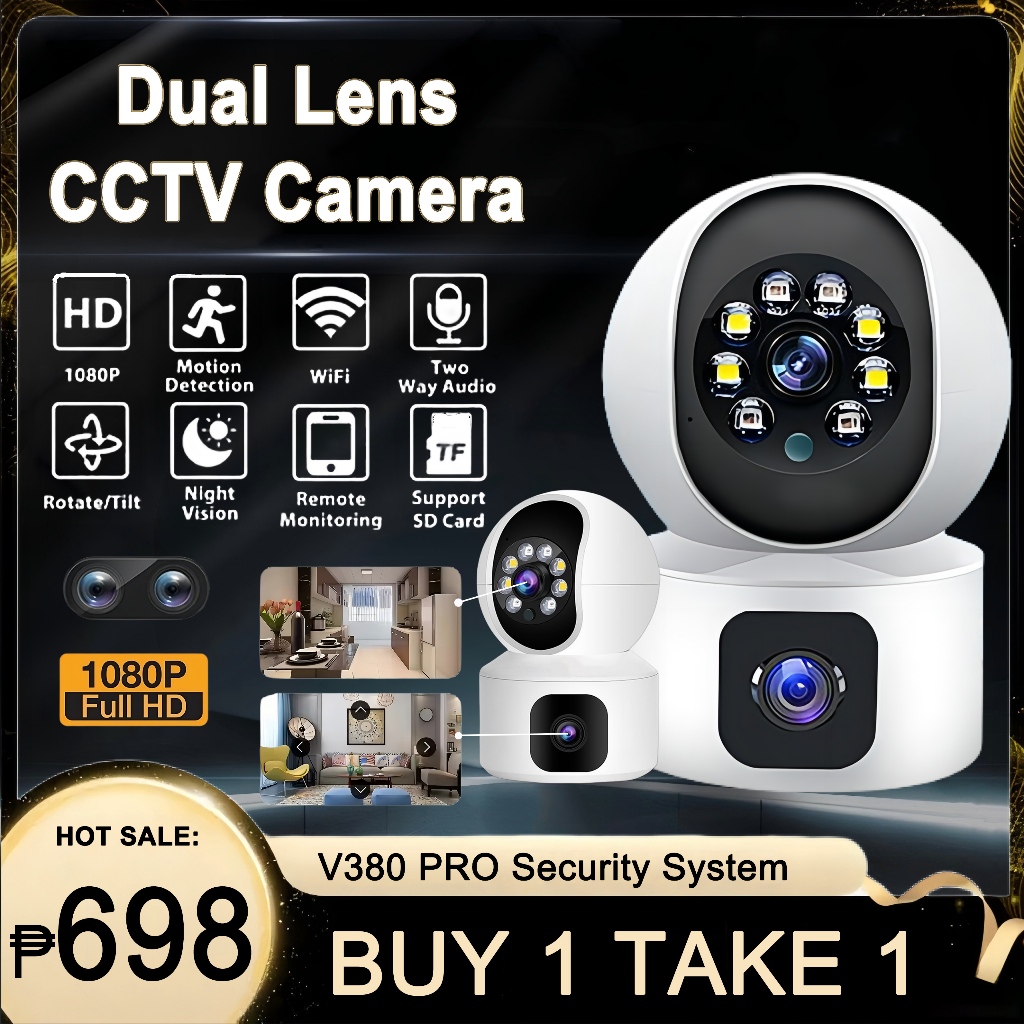 BUY 1 TAKE 1 V380 Pro CCTV Camera Dual Len 1080P HD Motion Detection ...