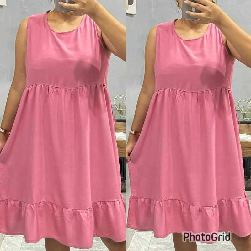 CHALLIS DRESS RUFFLES S-M (CHD) | Shopee Philippines