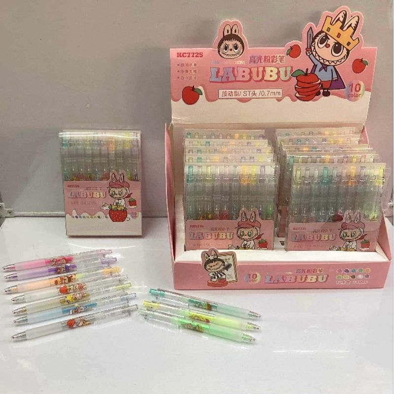 LABUBU,HIGHLIGHTER PEN, (10pcs) different colors | Shopee Philippines