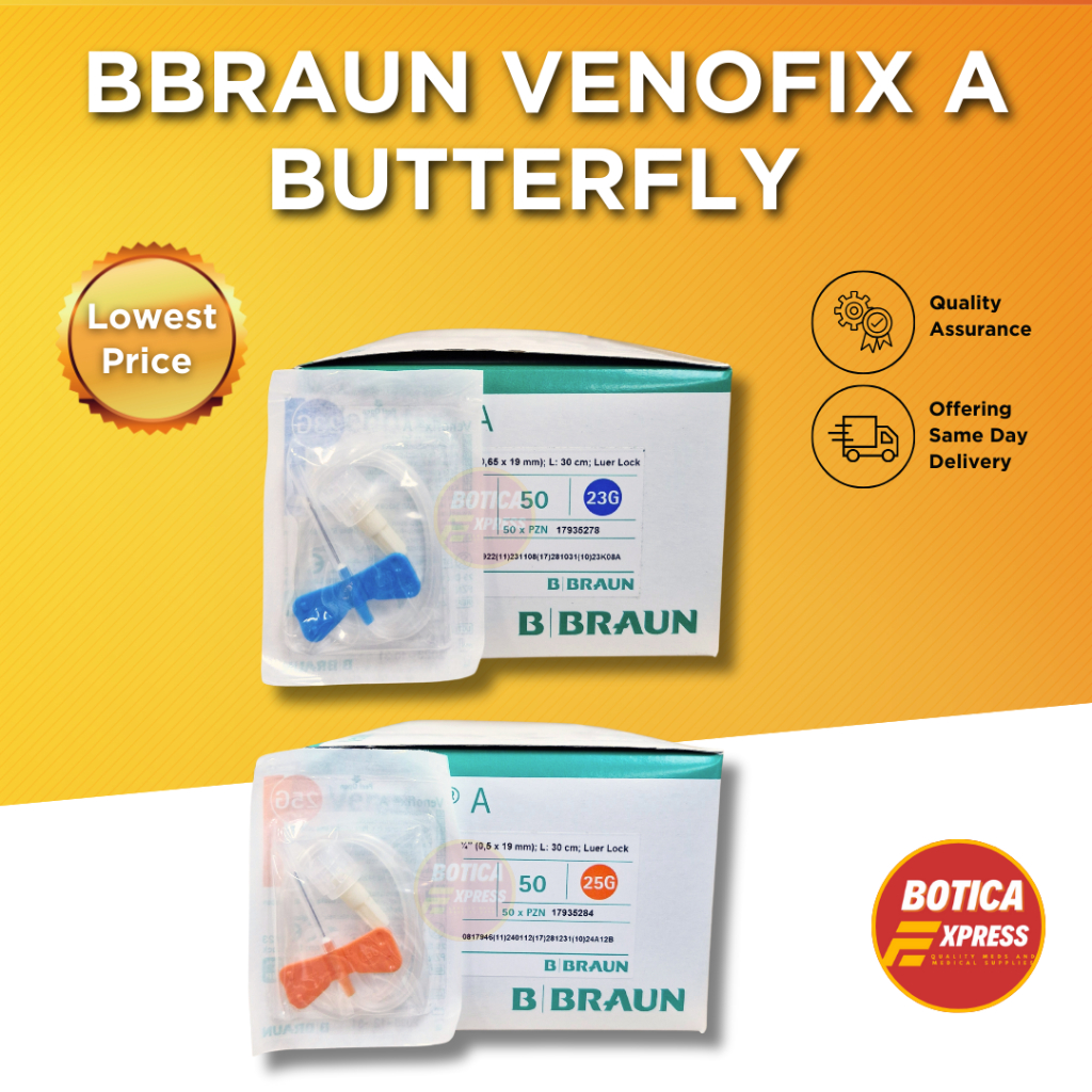 BBRAUN Butterfly Needle /Scalp Vein Set, VENOFIX (1 piece) 23G | 25G ...