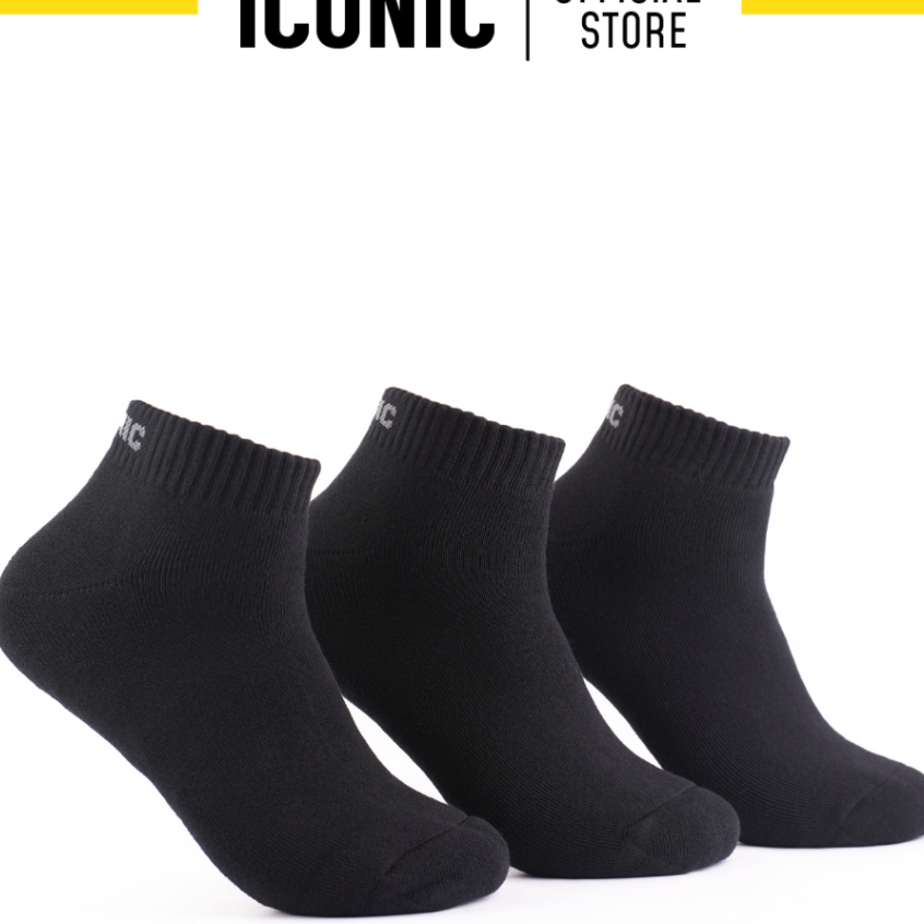Iconic 3 in 1 Mens Basic Athletic Ankle Sports Socks in Black | Shopee ...