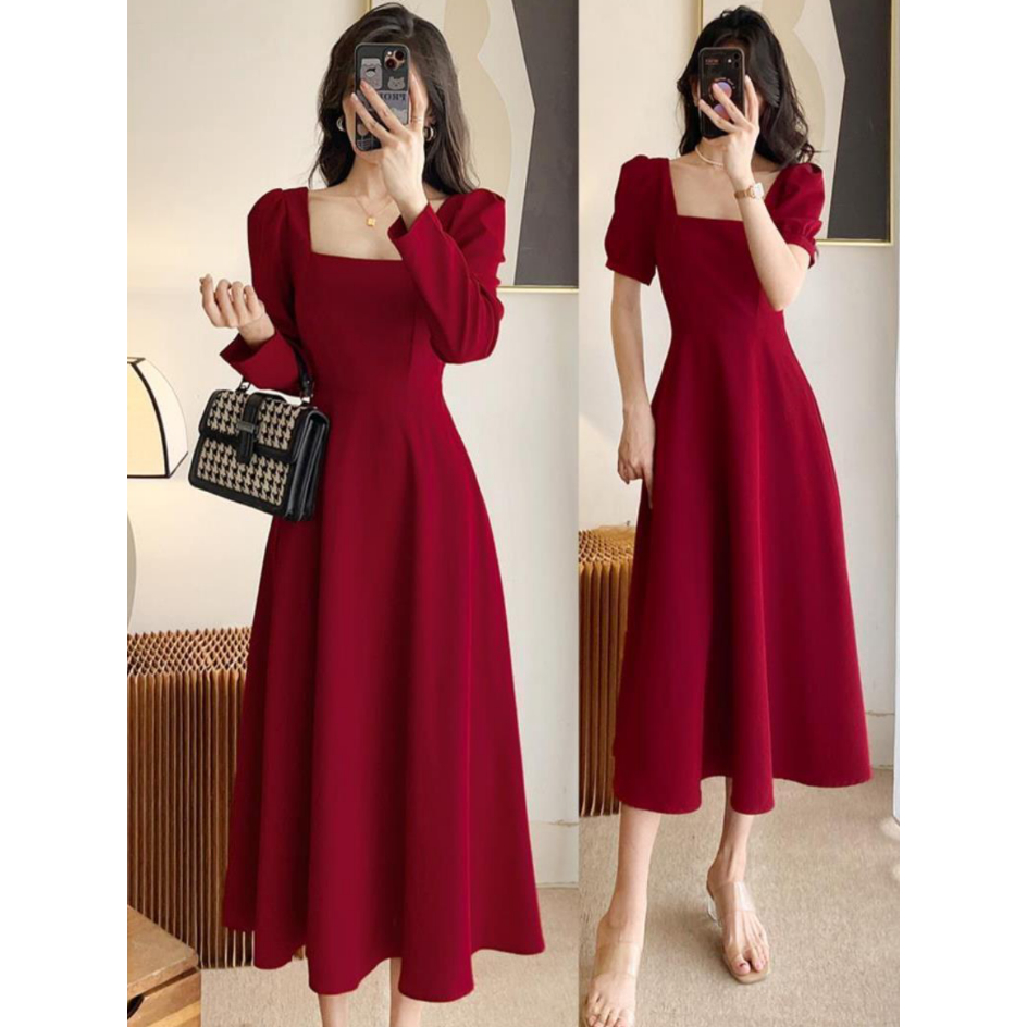Korean white dress for civil wedding long dress formal dress plus size dress below the knee dress XL Shopee Philippines