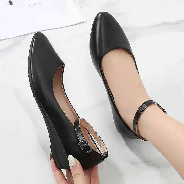 Leather One Inch Wedge Shoes Inch Black Shoes For School