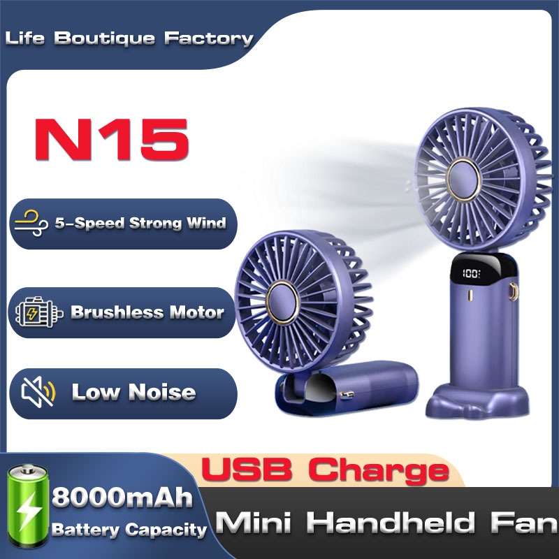 Mini Fan Led Digital Display 5 Speed Adjustable Fan Outdoor Foldable ...
