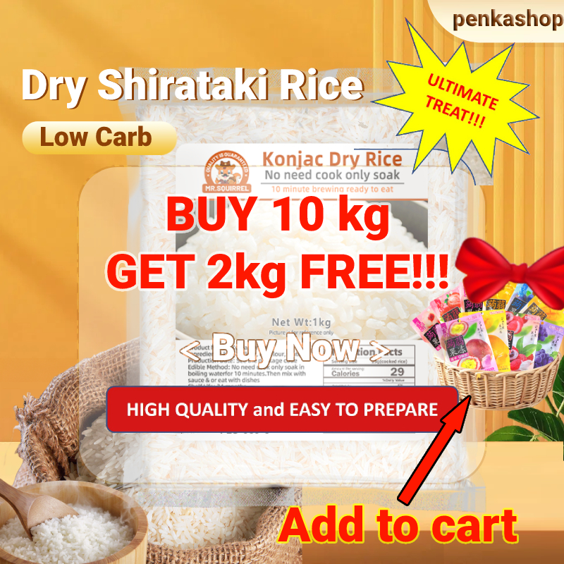【10KG+FREE 2 KG】Dry/Dried Shirataki Rice Konjac Rice Keto Low Carb Diet ...