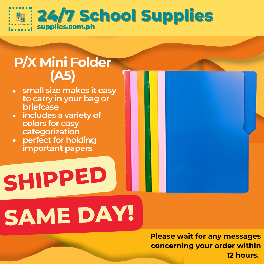 Mini Folder A5 size (P/X) Mini File Folder Green, Yellow, Pink, Blue ...