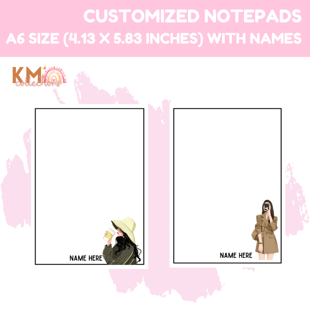 Notepads - A6 size 4.13 X 5.83 Customized with Names - 80 GSM | Shopee ...