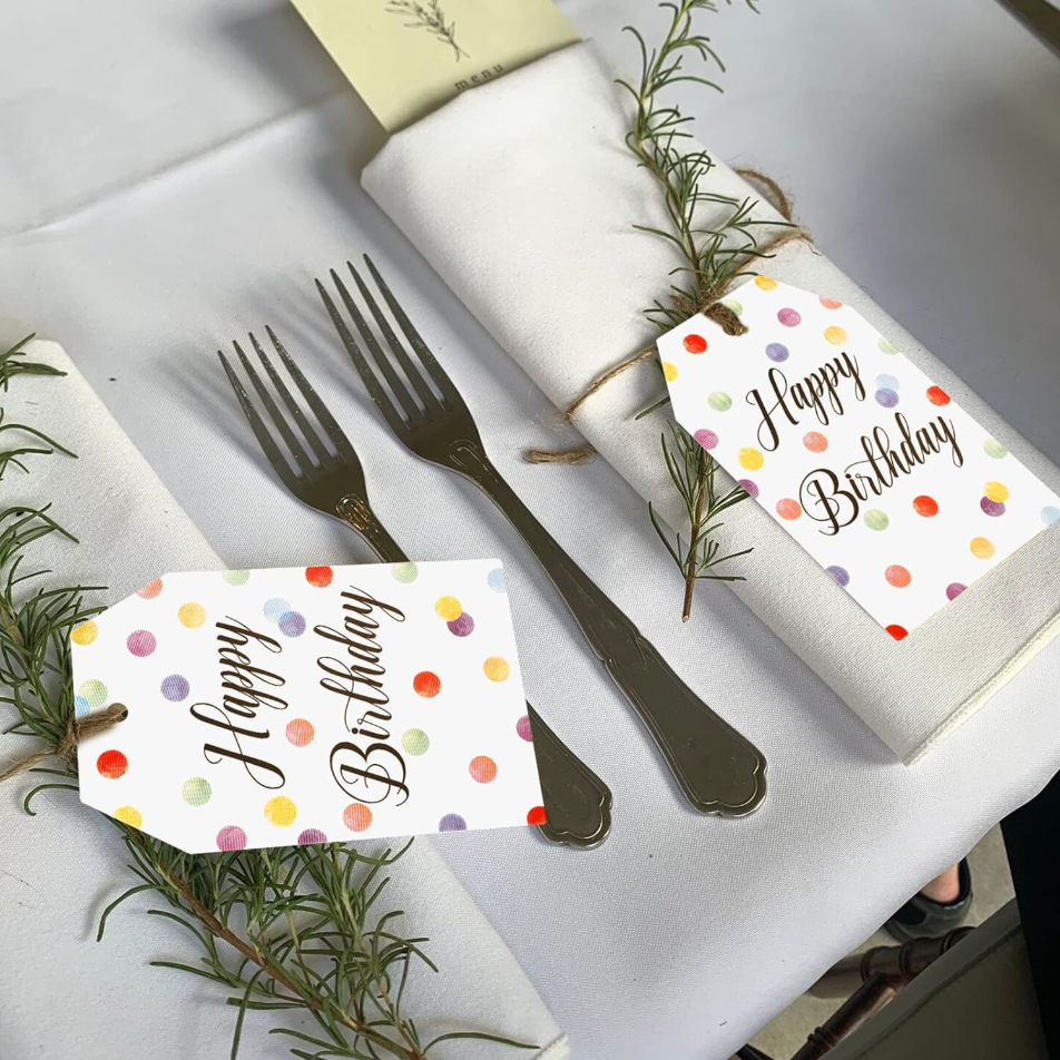 Qjoq.ph | 100pcs Happy Birthday Tag With Rope gift Packaging tag ...