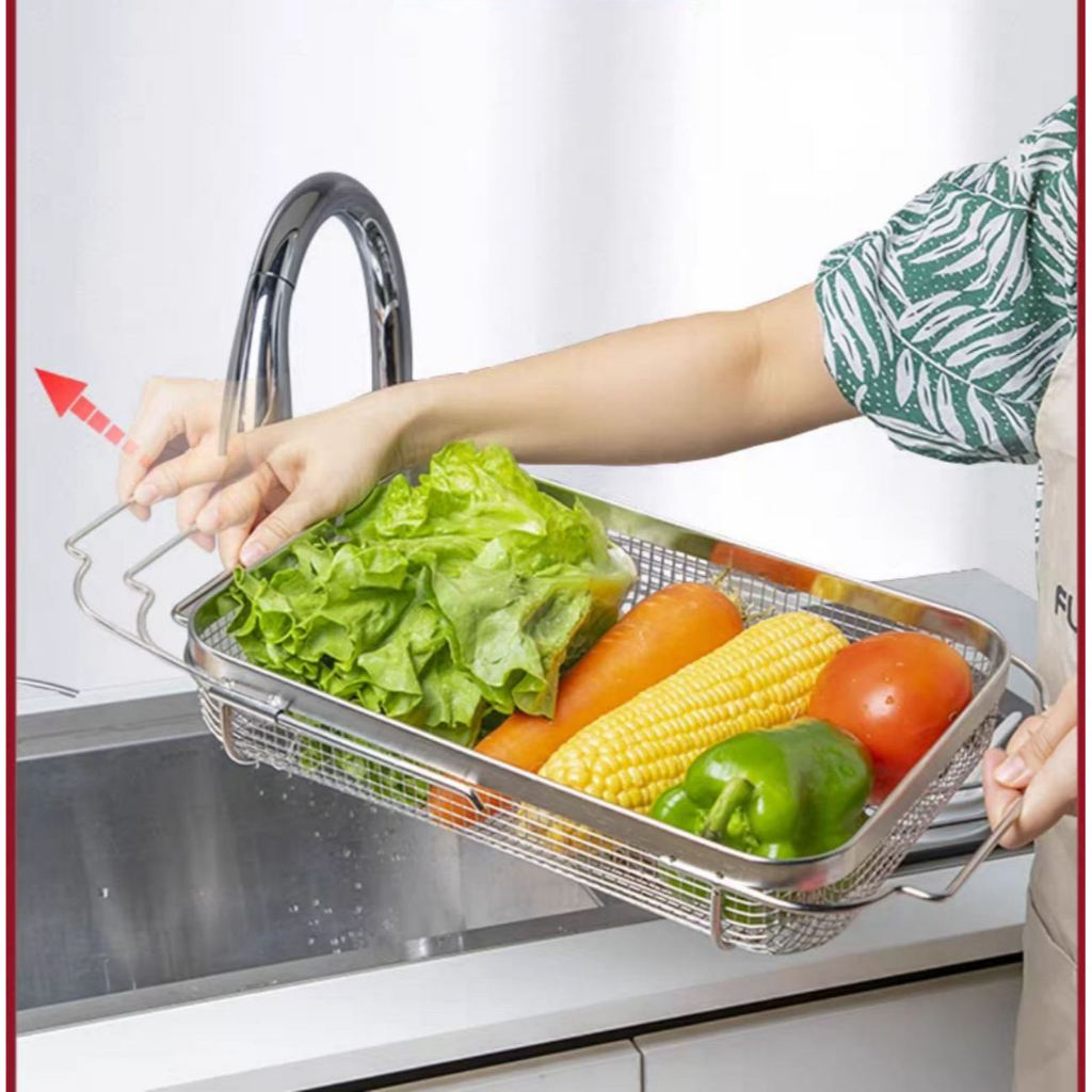 Stainless Steel Expandable Holder Colander Strainer Basket Grid Type ...