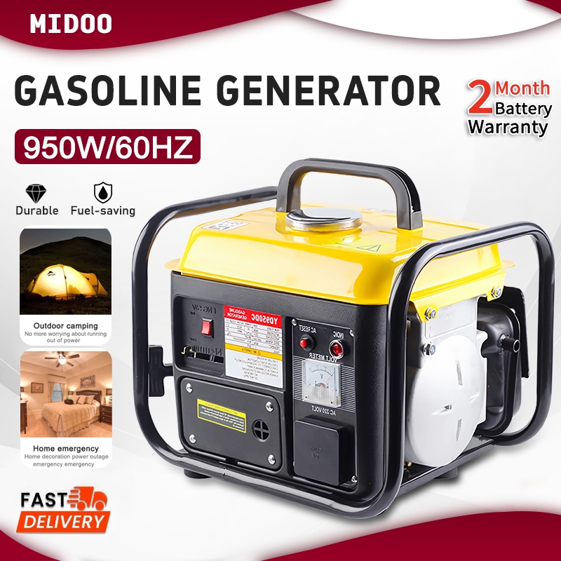 MIDOO Portable Gasoline Generator 950W/60Hz Double Cylinder High ...
