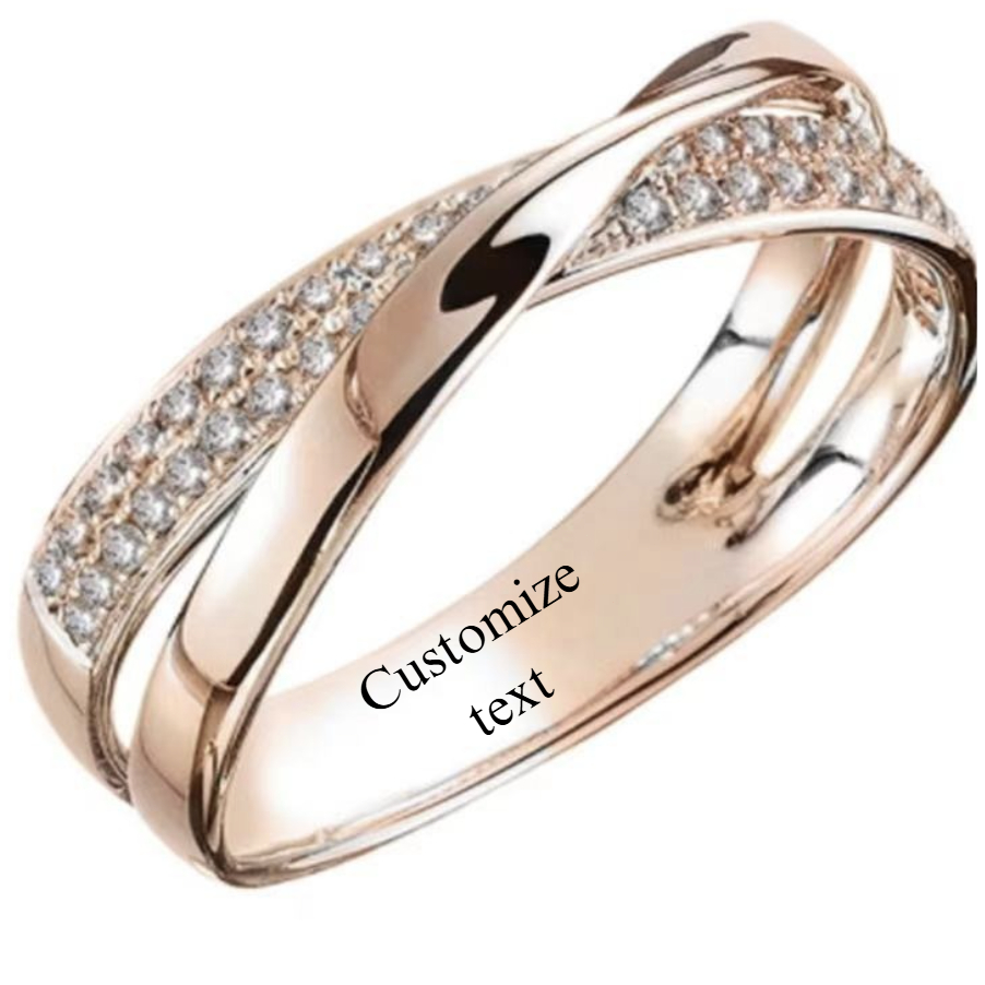Customized name date female cross multi-color full diamond ring ...