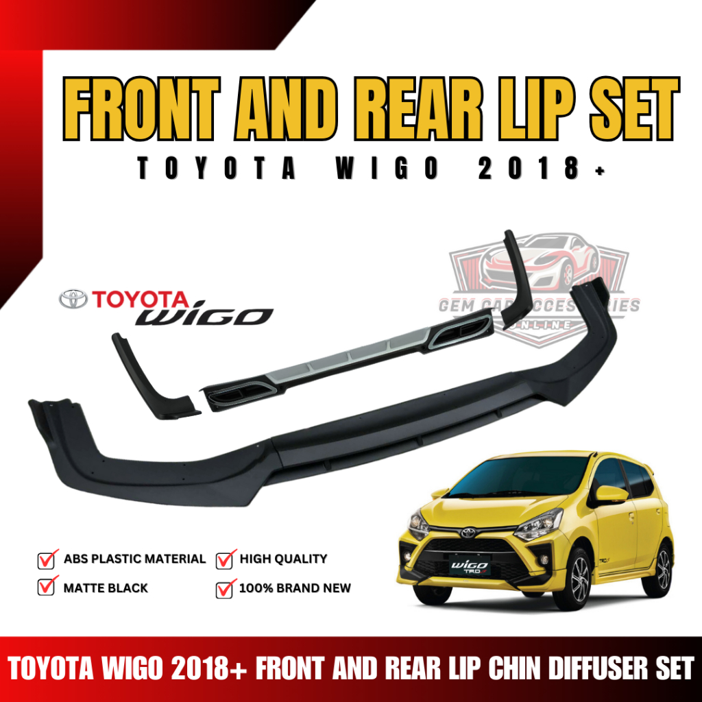 GCAO - Toyota Wigo 2018+ Front and Rear Lip Chin Diffuser Set (7444 ...