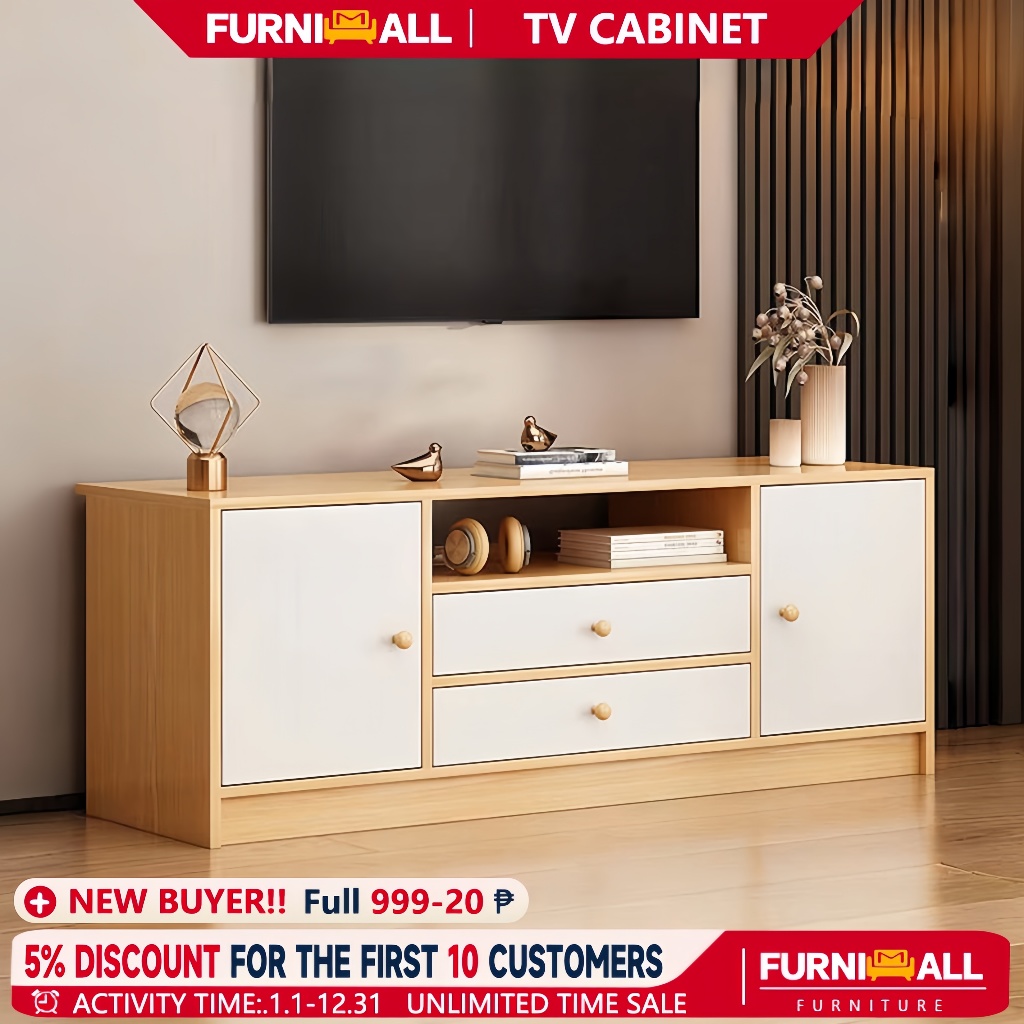 TV Rack 120/140 cm TV Stand Cabinet 55'' TV Media Storage Cabinet ...