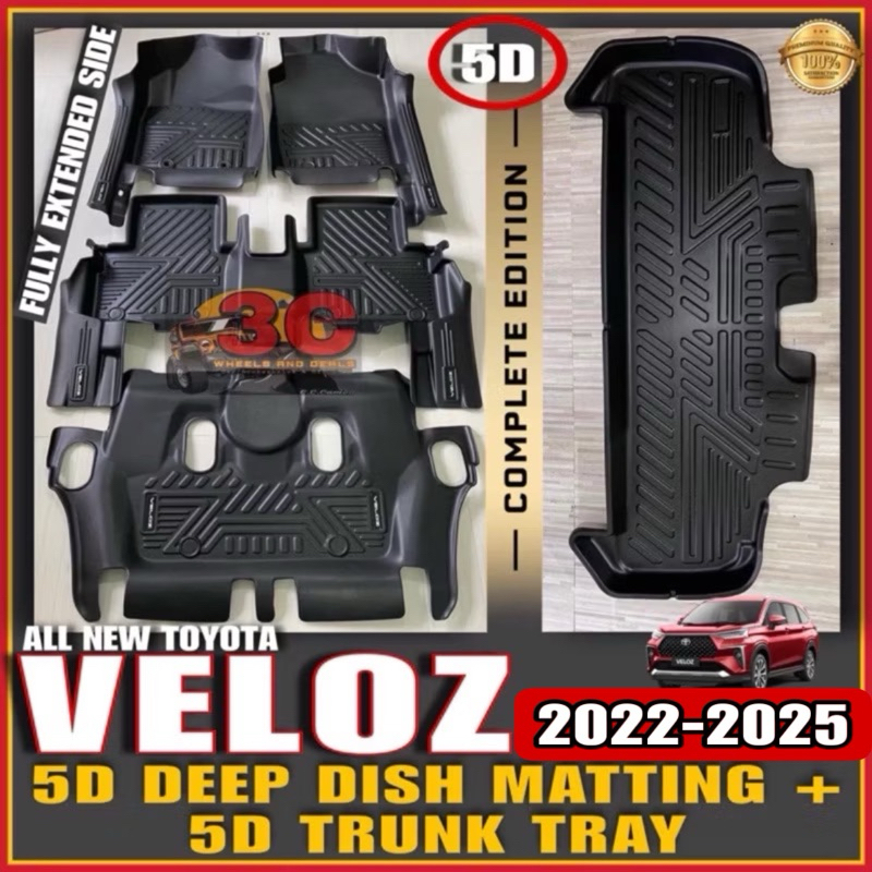 TOYOTA VELOZ 2022-2025 5D DEEP DISH MATTING with 5D TRUNK TRAY ...