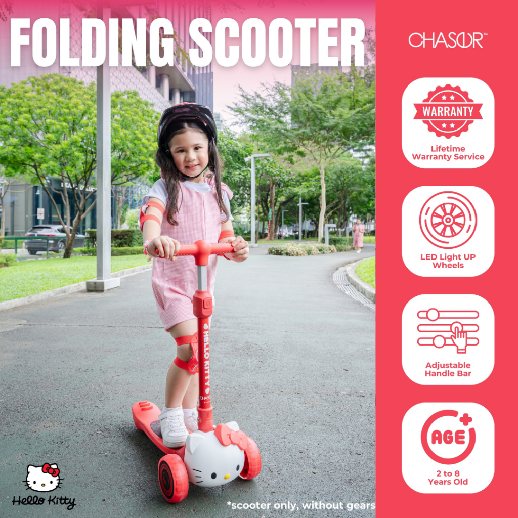 Sanrio Hello Kitty x Chaser Kids Scooter for Girls Folding with