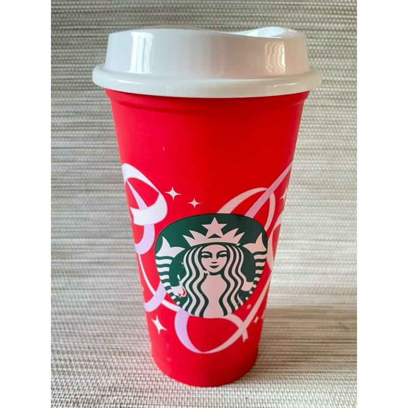 Starbucks Reusable Grande Ribbon Holiday Red Purple Heart Cup | Shopee ...